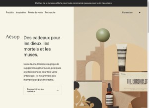 How aesop.com looks like on a tablet such as an iPad.