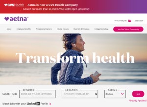 How aetnacareers.com looks like on a tablet such as an iPad.