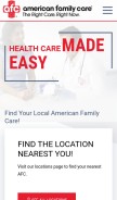 How afcurgentcare.com looks like on a mobile device such as an iPhone.