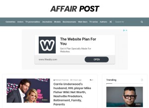 How affairpost.com looks like on a tablet such as an iPad.