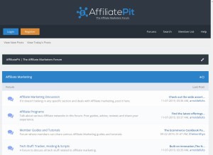 How affiliatepit.com looks like on a tablet such as an iPad.