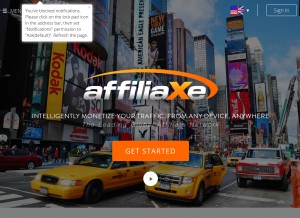 How affiliaxe.com looks like on a tablet such as an iPad.