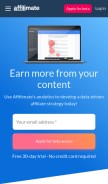 How affilimate.io looks like on a mobile device such as an iPhone.