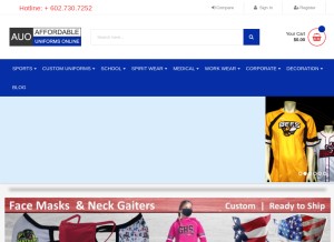 How affordableuniformsonline.com looks like on a tablet such as an iPad.
