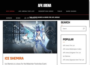 How afkarena.net looks like on a tablet such as an iPad.