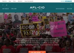 How aflcio.org looks like on a tablet such as an iPad.