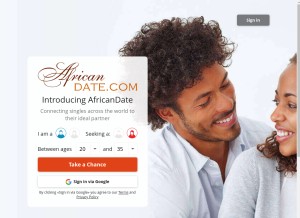 How africandate.com looks like on a tablet such as an iPad.