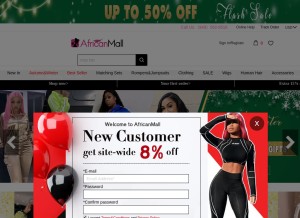 How africanmall.com looks like on a tablet such as an iPad.