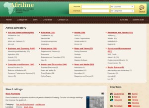 How afriline.net looks like on a tablet such as an iPad.