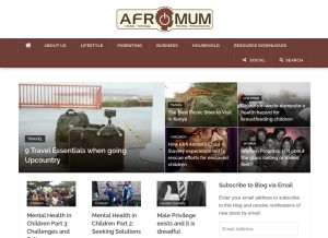 How afromum.com looks like on a tablet such as an iPad.