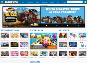 How agame.com looks like on a tablet such as an iPad.