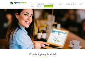 How agencymatrix.com looks like on a tablet such as an iPad.