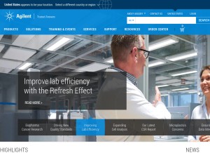 How agilent.com looks like on a tablet such as an iPad.