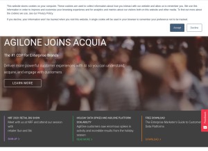How agilone.com looks like on a tablet such as an iPad.