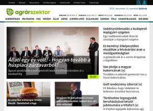 How agrarszektor.hu looks like on a tablet such as an iPad.