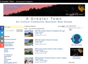 How agreatertown.com looks like on a tablet such as an iPad.