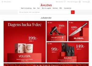 How ahlens.se looks like on a tablet such as an iPad.