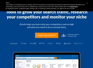How ahrefs.com looks like on a tablet such as an iPad.