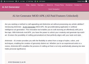 How aiartgenmodapk.com looks like on a tablet such as an iPad.