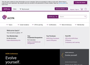 How aicpa.org looks like on a tablet such as an iPad.