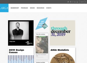 How aiga.org looks like on a tablet such as an iPad.