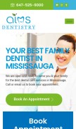 How aimsdentistry.com looks like on a mobile device such as an iPhone.