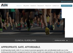 How aimspecialtyhealth.com looks like on a tablet such as an iPad.