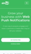 How aimtell.com looks like on a mobile device such as an iPhone.