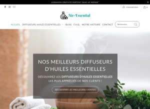 How air-essential.com looks like on a tablet such as an iPad.