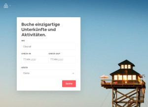 How airbnb.at looks like on a tablet such as an iPad.