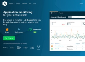 How airbrake.io looks like on a tablet such as an iPad.