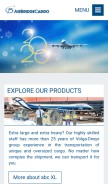 How airbridgecargo.com looks like on a mobile device such as an iPhone.