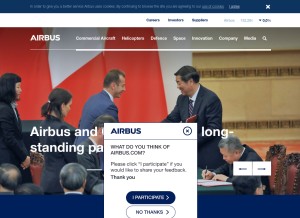 How airbus.com looks like on a tablet such as an iPad.