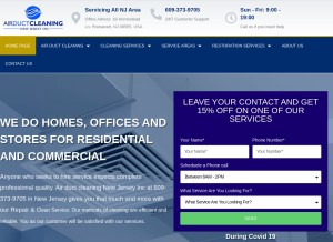 How airductnjinc.com looks like on a tablet such as an iPad.