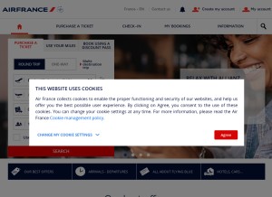 How airfrance.fr looks like on a tablet such as an iPad.