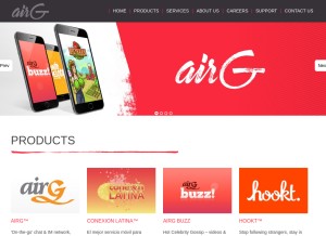 How airg.com looks like on a tablet such as an iPad.