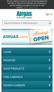 How airgas.com looks like on a mobile device such as an iPhone.