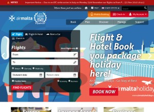 How airmalta.com looks like on a tablet such as an iPad.