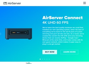 How airserver.com looks like on a tablet such as an iPad.