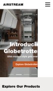 How airstream.com looks like on a mobile device such as an iPhone.