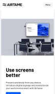 How airtame.com looks like on a mobile device such as an iPhone.