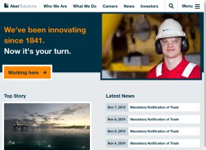 How akersolutions.com looks like on a tablet such as an iPad.