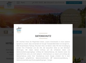 How aktiv-sporthotel.de looks like on a tablet such as an iPad.