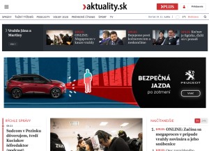 How aktuality.sk looks like on a tablet such as an iPad.