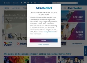 How akzonobel.com looks like on a tablet such as an iPad.