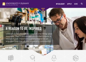 How albany.edu looks like on a tablet such as an iPad.