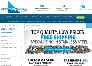 How albanycountyfasteners.com looks like on a tablet such as an iPad.