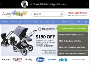How albeebaby.com looks like on a tablet such as an iPad.