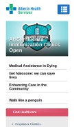 How albertahealthservices.ca looks like on a mobile device such as an iPhone.