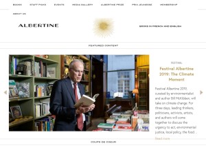 How albertine.com looks like on a tablet such as an iPad.